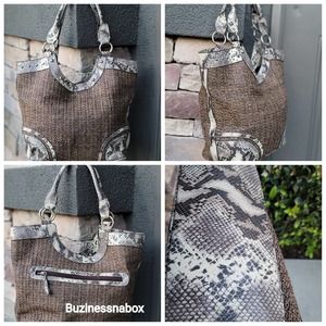 Naturalizer Faux Snakeskin Straw Purse